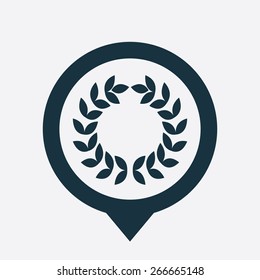 wreath icon map pin on white background

