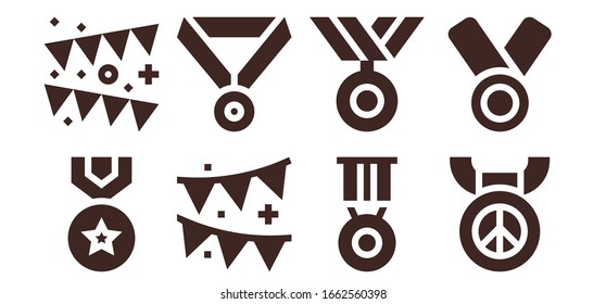 wreath icon set. 8 filled wreath icons. Included Medal, Garland icons
