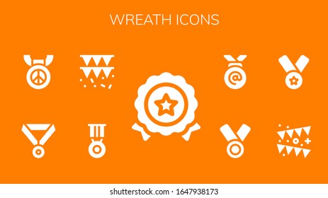 wreath icon set. 9 filled wreath icons. Included Medal, Garland icons