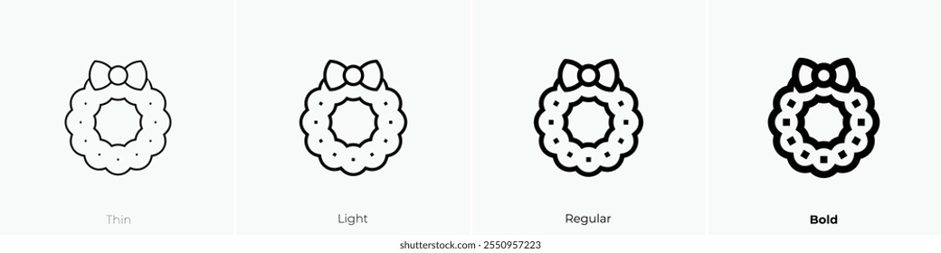 wreath icon. Thin, Light Regular And Bold style design isolated on white background