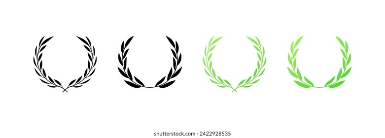 Wreath icons set. Mockup for the number. Silhouette and flat style