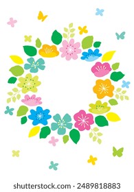 Wreath illustration with different types of flowers