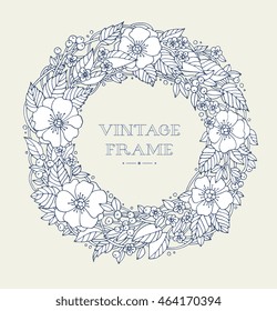 Wreath isolated. Forest flowers, wild berries, leaves. Vector. Hand drawn artwork. Love concept for wedding invitation card, congratulation, branding, boutique logo, label. Gift for young girl, women