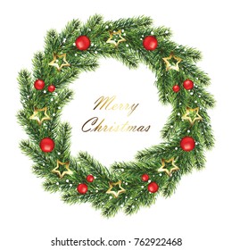 Ð¡hristmas wreath isolated on white background.  Vector illustration eps 10
