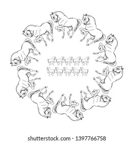 wreath ... isolated vector wreath of prancing white horses on white background 