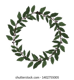 Wreath of Laurel branches. Vector illustration.