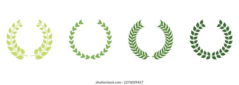 Wreath Laurel, Olive Leaves Trophy. Laurel Wreath Award Green Silhouette Icon. Circle Branch with Leaf Victory Emblem for Winner Pictogram. Vintage Champion Prize Symbol. Isolated Vector Illustration.