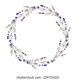 wreath, lavender, watercolor