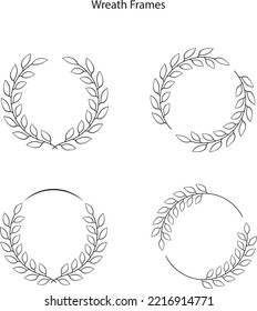 Wreath Leaf Circle Border Frame. Floral Circle Frame, Flourish Design Element For Wedding, Greeting Card.