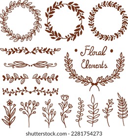 wreath of leaf natural brown. wedding invitation wreath. floral wreath 