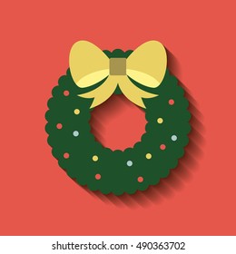 wreath leafs christmas decoration vector illustration design
