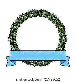 wreath leafs crown with ribbon