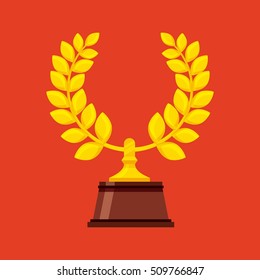 wreath leafs gold award vector illustration design