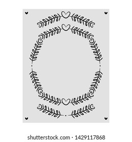 wreath leafs with hearts frame boho style