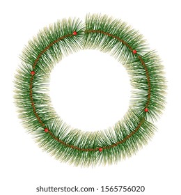 wreath of leafs tropicals for christmas decoration vector illustration design