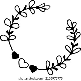 wreath with leaves and flowers on a white background