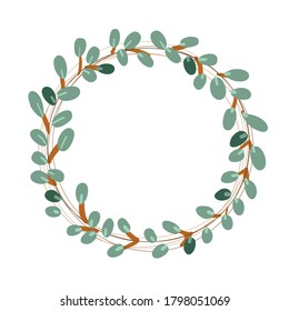 wreath with leaves on the white background