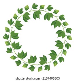 Wreath of  leaves of organic cotton. Vector illustration isolated on white background. Suitable for design wedding, greeting, invitation cards.