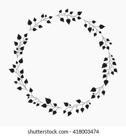 Wreath With Leaves, Vector Illustration. Birch Leaves