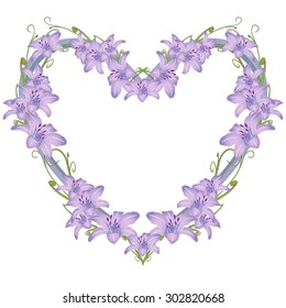 The wreath of  lily in a heart shape. 