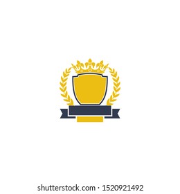 wreath logo with crown and trophy logo design