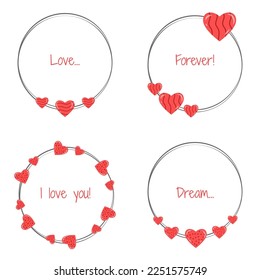 Wreath of love. Valentine's Day. Element for creating a design for a poster, postcard, flyer. Vector illustration