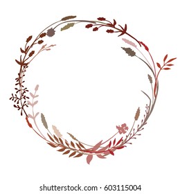 Wreath Made Circle Hand Drawn Leaves Stock Vector (Royalty Free ...