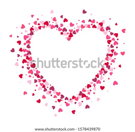 Wreath made from confetti hearts and circles. Cute heart frame with space for text. 