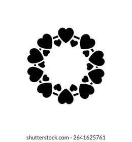 Wreath Made of Hearts for Romantic Decoration and Love Symbol