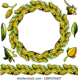 A wreath made of leafs and buds of hypericum perforatum (or st John's wort)