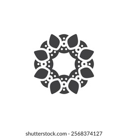 A wreath made of leaves and berries vector icon. filled flat sign for mobile concept and web design. Autumn Wreath glyph icon. Symbol, logo illustration. Vector graphics