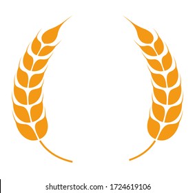 Wreath made of wheat or barley spikelets, rounded shape isolated. Heraldic form with leaves, bakery sign or logotype. Harvesting season in autumn, circular foliage of ripe crop, vector in flat style svg