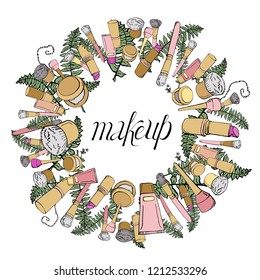 wreath of make-up accessories