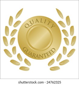 Wreath and medallion in gold with space to insert your own text