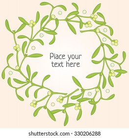 wreath of mistletoe - Vector Christmas vector hand drawing frame