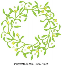 wreath of mistletoe - Vector Christmas vector hand drawing frame