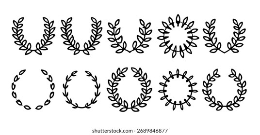 Kranz Monogramm Linie stilisierte Zeichnung zusammenstellung 