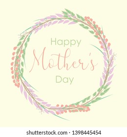 Wreath of Mother's day in pastel color tone for card and background