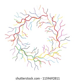 a wreath of multi-colored twigs, a creative postcard that can be used for various flyers, invitations, business cards and other things