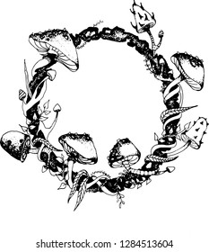 a wreath of mushrooms