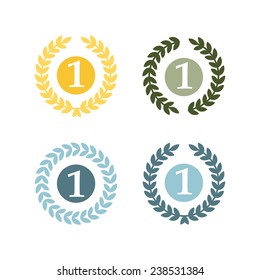 Wreath and number one icon set
