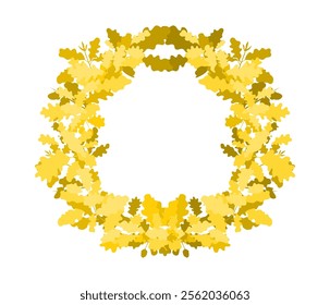 wreath of oak leaves and acorns on white background. vector image stock work