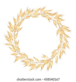 Wreath of Oats, vector illustration for healthy food.