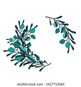 Wreath of olive branches with fruits. Vector illustration.