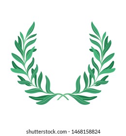 Wreath of olive branches with fruits. Vector illustration on white background.