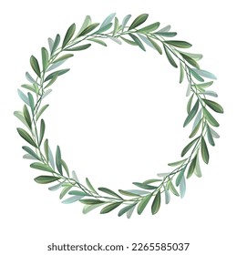 Wreath with olive branches. Green wreath design. Vector illustration.