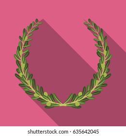 Wreath from olive branches.Olives single icon in flat style vector symbol stock illustration web.