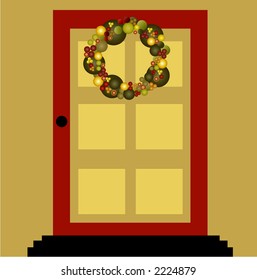wreath on door  background