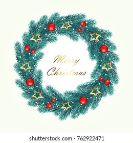 Ð¡hristmas wreath on  white background.  Vector illustration