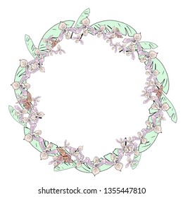 Wreath of orchids. Vector illustration.